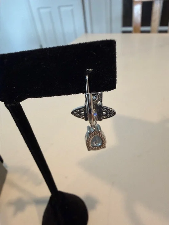 Vivienne Westwood Silver Crystal Orb Drop Earrings - Picture 6 of 7